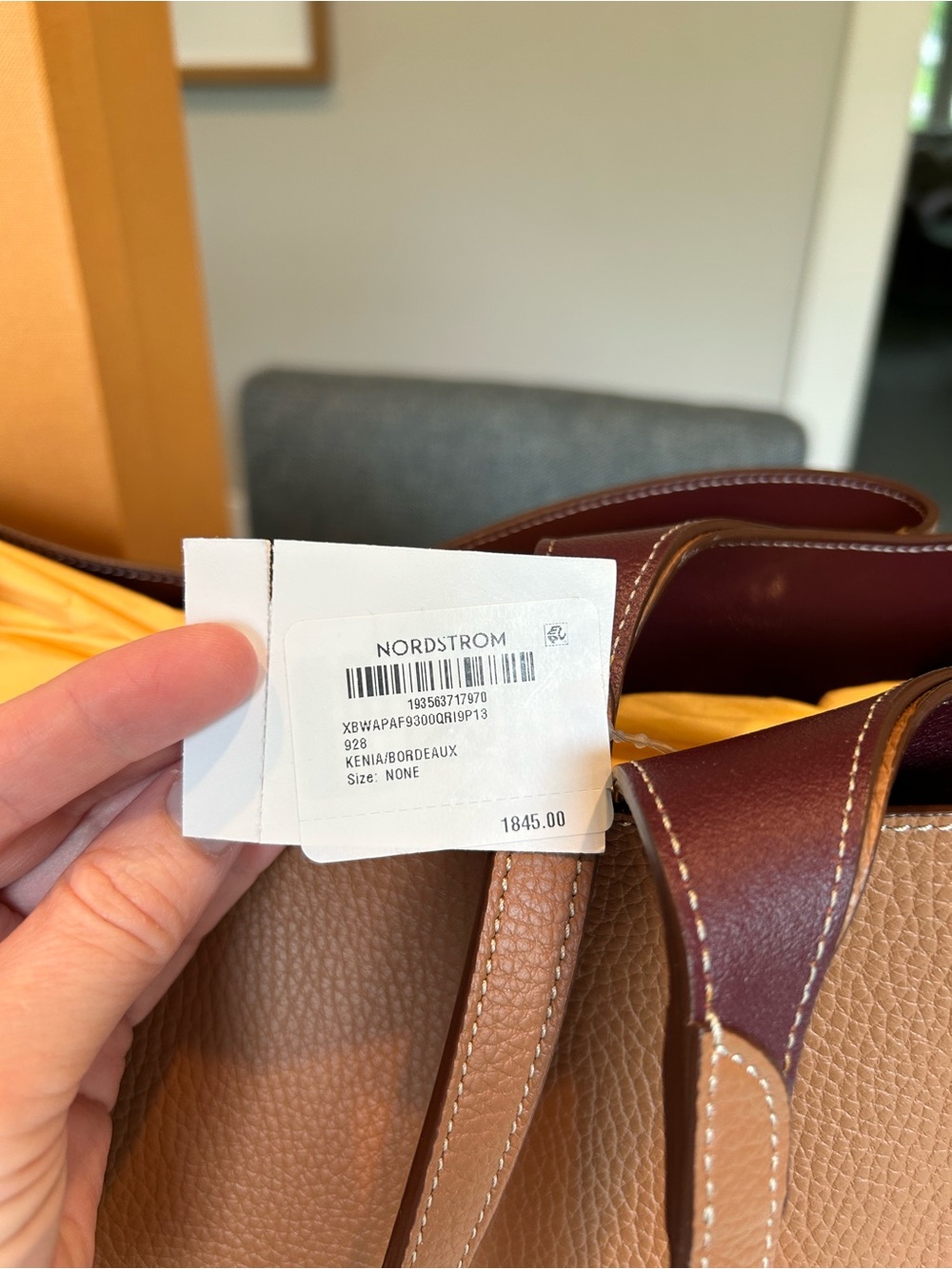 Tod's Tan and Dark Brown Leather Tote with Silver T Charm - Picture 10 of 12